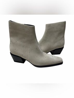 Rag & Bone Joni Stud Suede Ankle Boot Light Grey Block Heel EU 39 NWOB